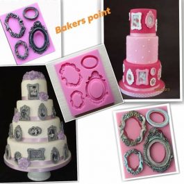 4 Style Vintage Oval Mirror Frame Silicone Mold