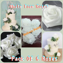 Pack Of 6 White Foam Roses