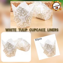 Cupcake Liners Tulip Design – White 50 Pc Pack