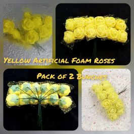 Mini Artificial Foam Roses – Pack Of 2 Bunches – yellow