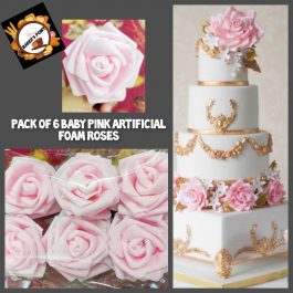 Pack Of 6 Baby Pink Artificial Foam Roses