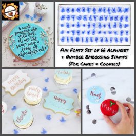Fun Fonts Embossing Stamps – Set of 66 Alphabet & Number (For Cakes Cupcakes & Cookies)