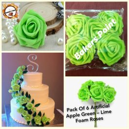 Pack Of 6 Apple Green / Lime Artificial Foam Roses