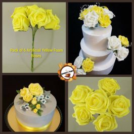 Pack Of 6 Artificial Yellow Foam Roses