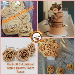 Pack Of 6 Artificial Toffee Brown Foam Roses