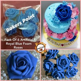 Pack Of 6 Artificial Royal Blue Foam Roses