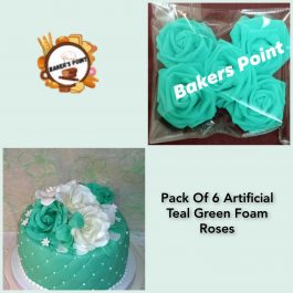 Pack Of 6 Artificial Teal Green Foam Roses