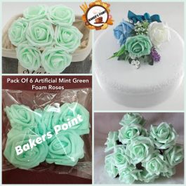 Pack Of 6 Artificial Mint Green Foam Roses