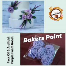 Pack Of 6 Artificial Purple Foam Roses