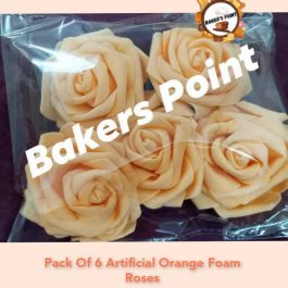 Pack Of 6 Artificial Orange Foam Roses