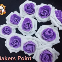 Two Tone White And Purple Small Foam Roses – Pack Of 10