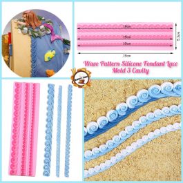 Wave Pattern Silicone Fondant Lace Mold 3 Cavity