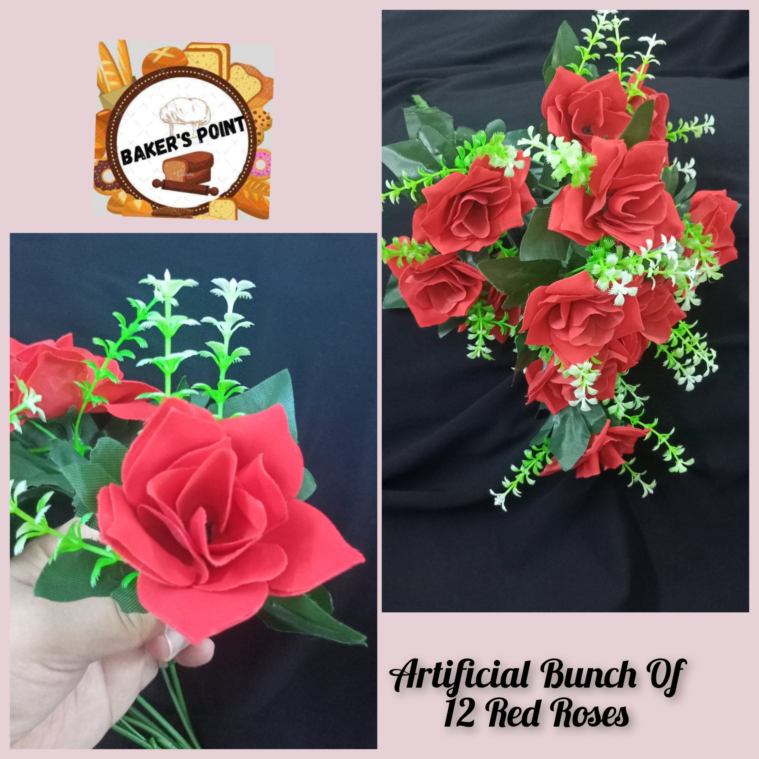 Artificial Bunch Of 12 Red Roses