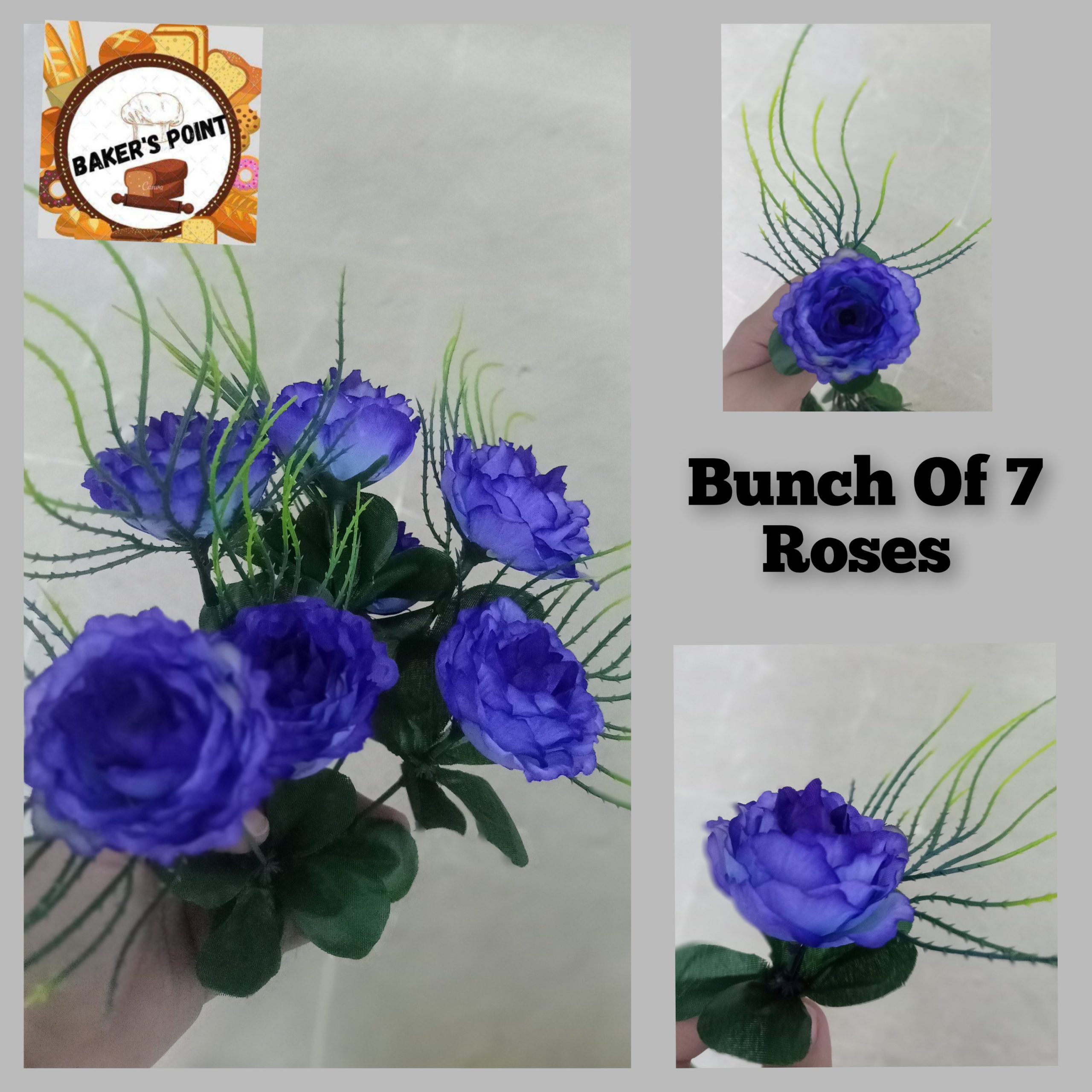 Artificial Bunch Of 7 Blue Roses