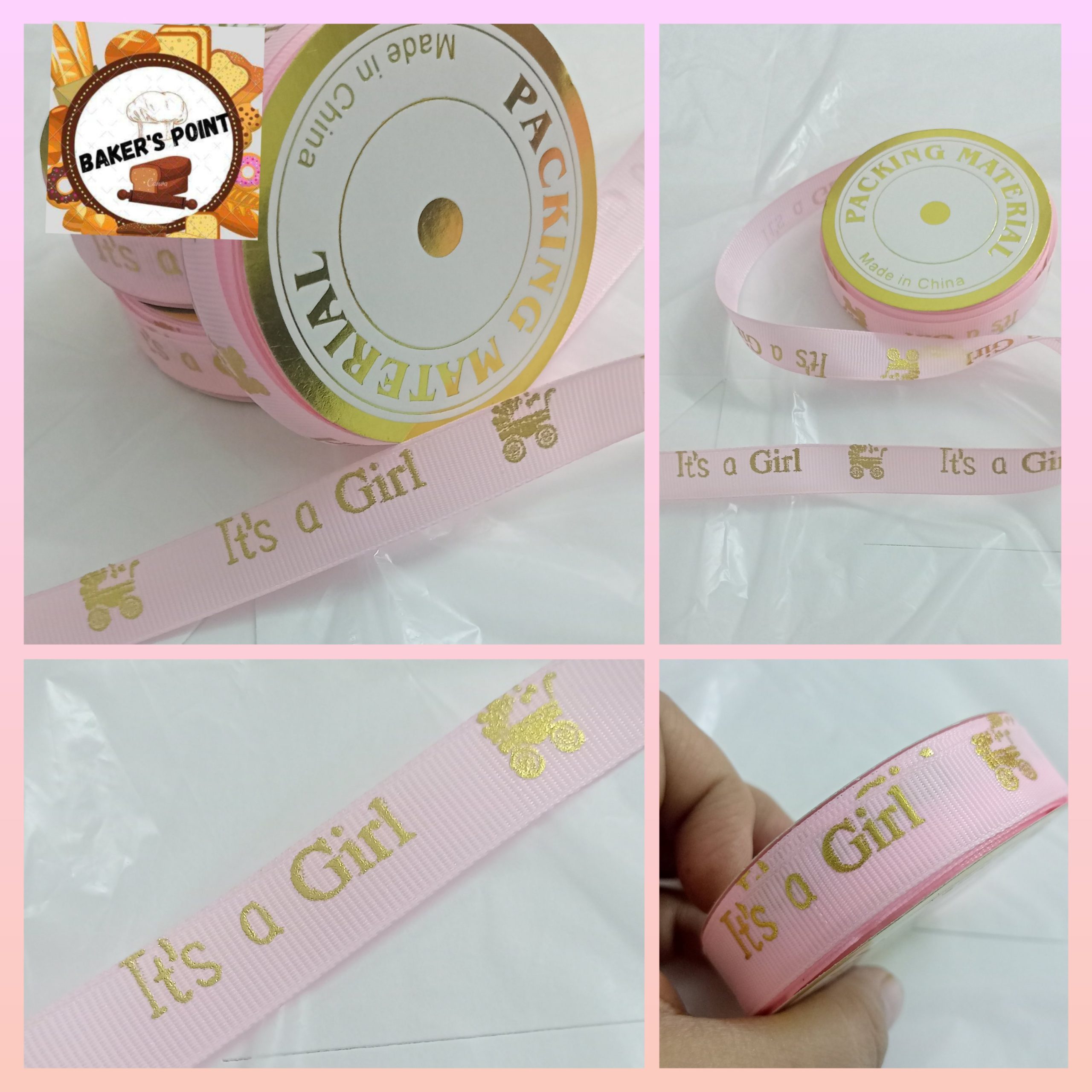 Fabric Ribbon Roll Baby Shower Theme – Pink