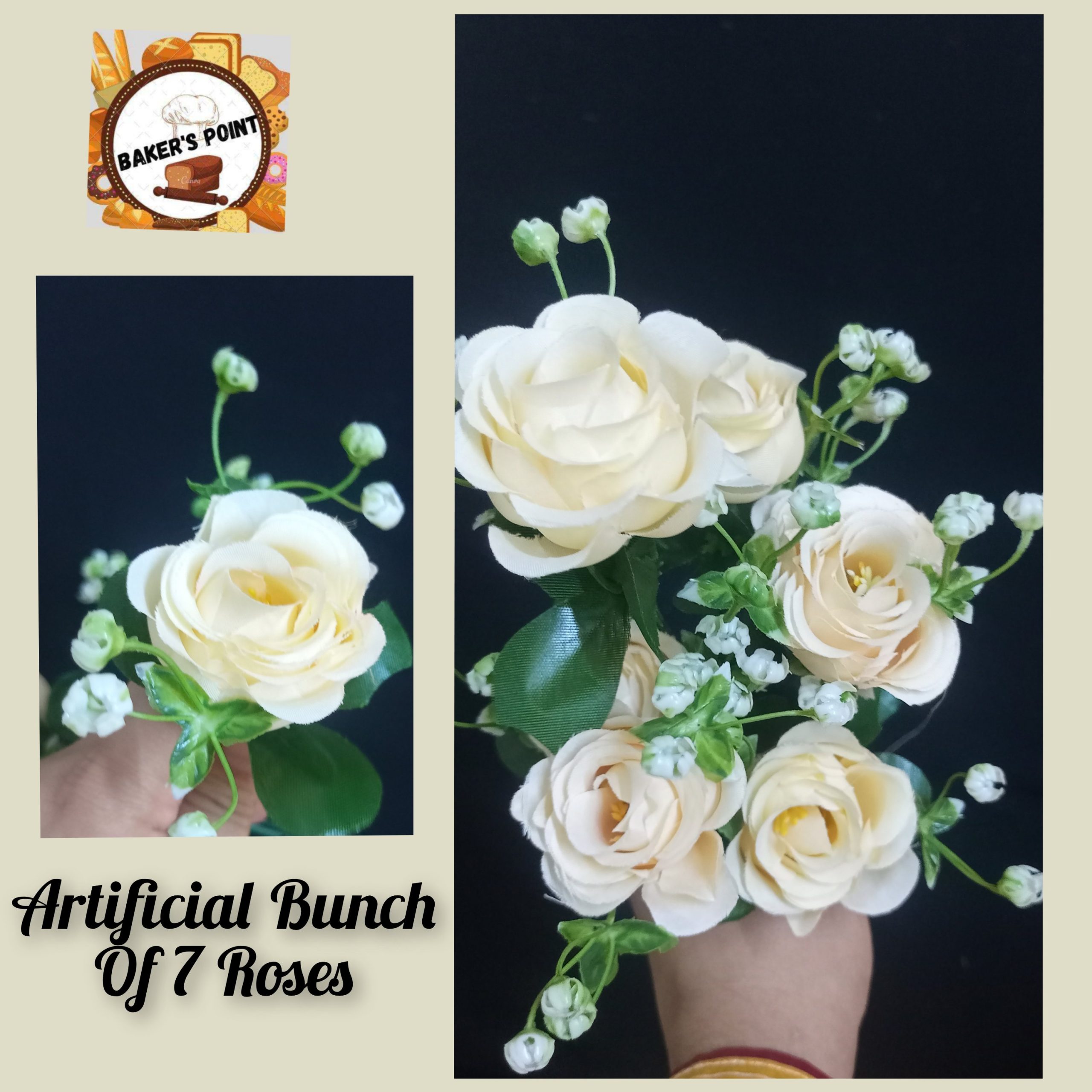 Artificial Bunch of 7 Rose Flowers