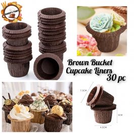Cupcake Liners Bucket Design – Pack of 30 – Brown