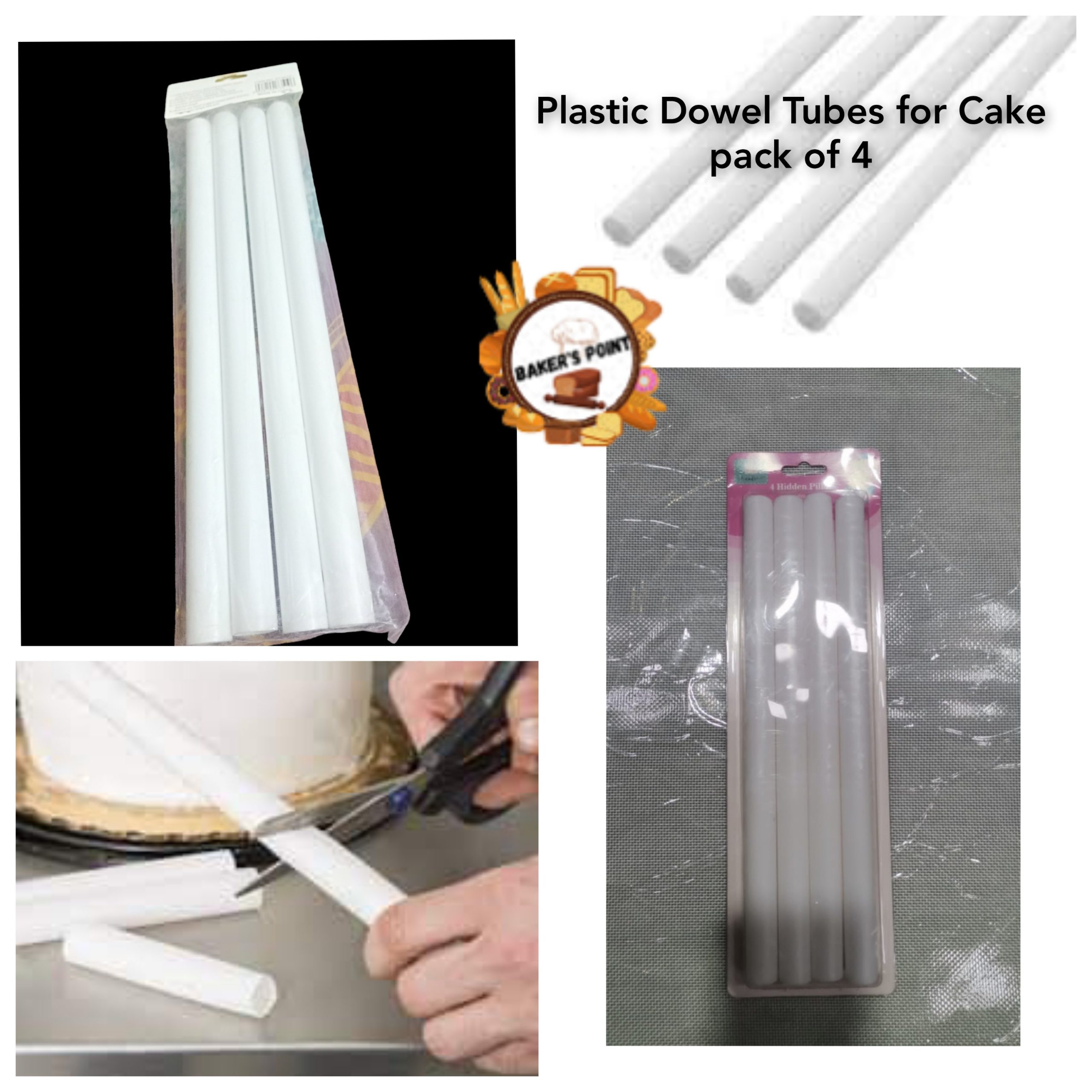 Plastic Dowel Tubes for Cake- pack of 4