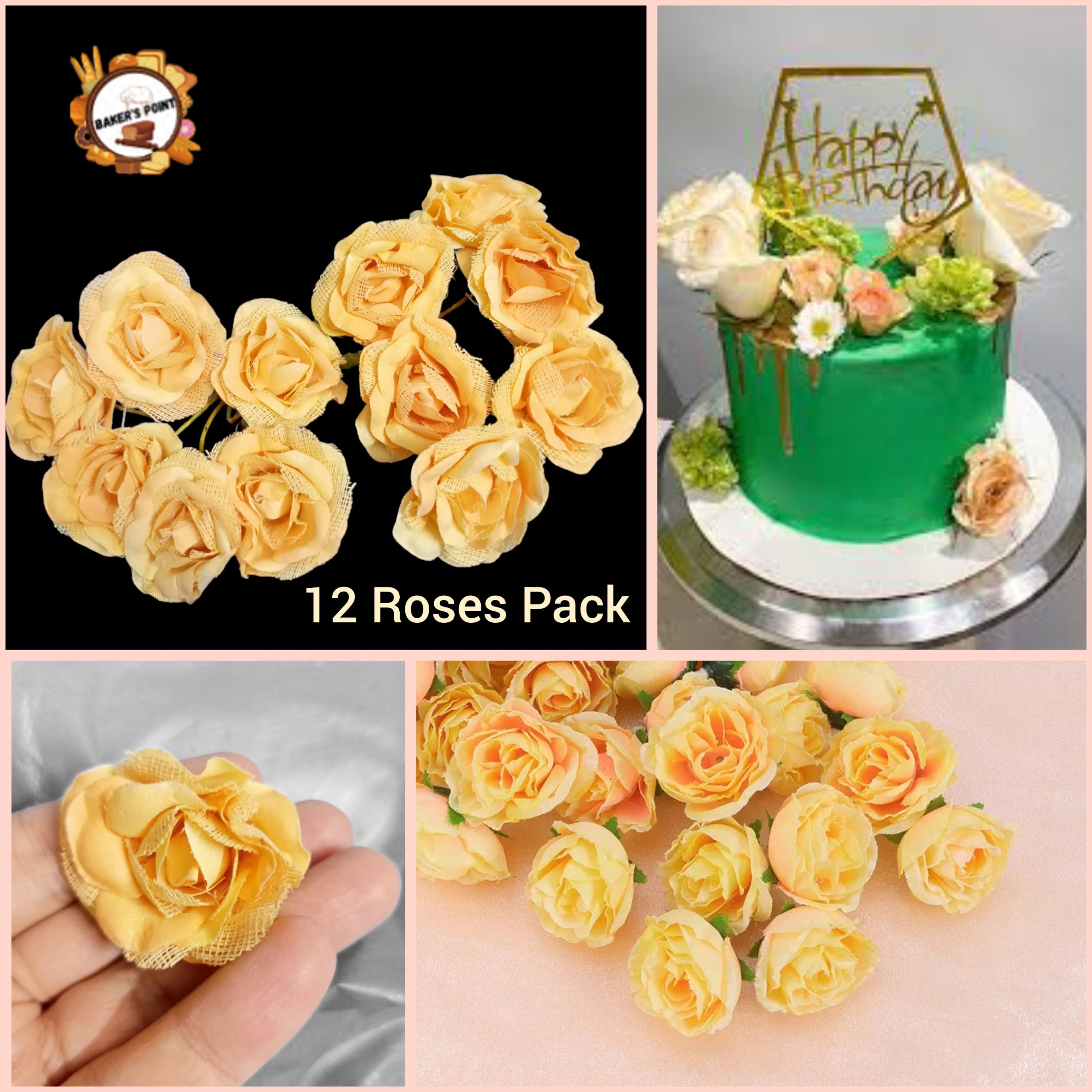 Artificial Peach Roses – Pack of 12