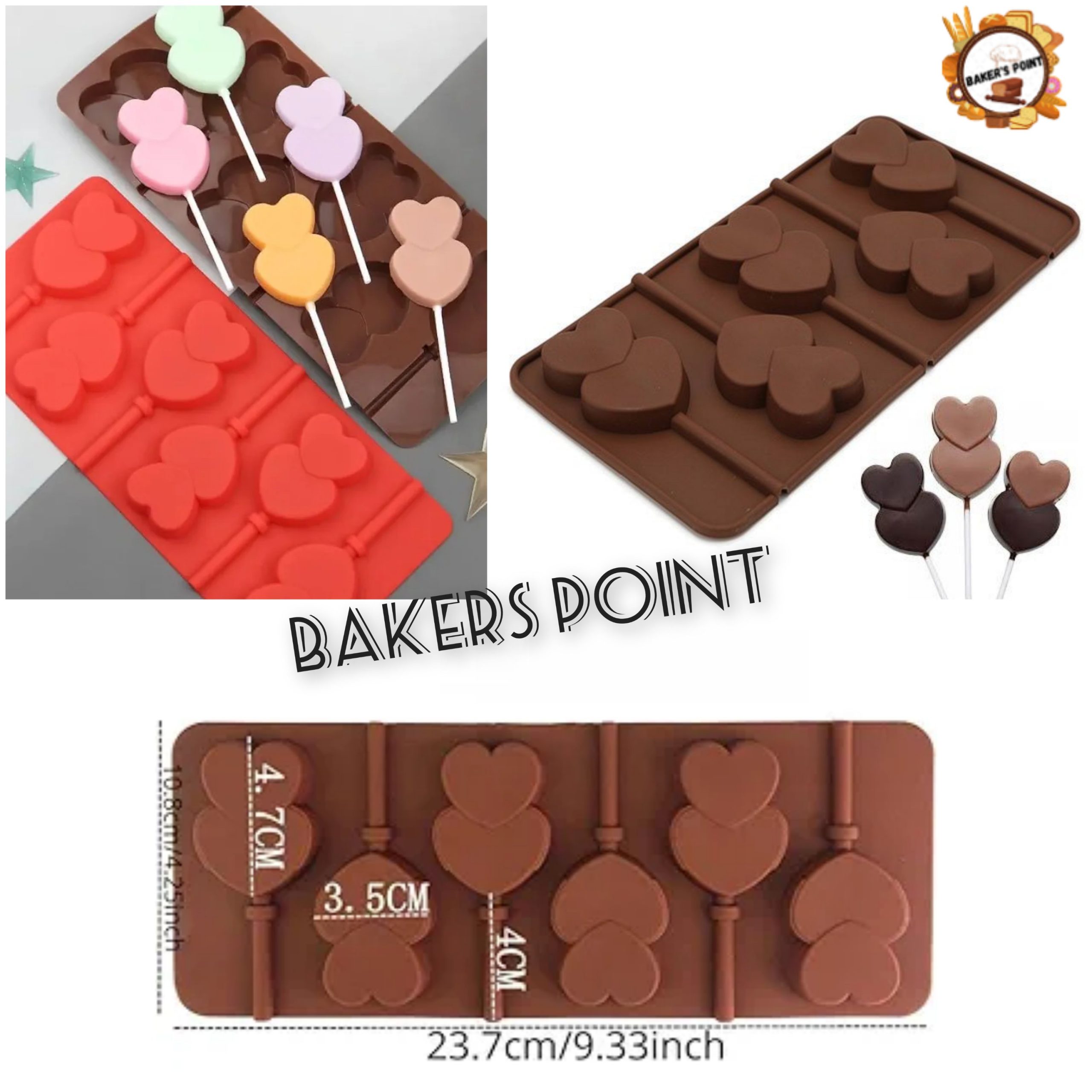 Double Heart Shape Silicone Lollipop Mold