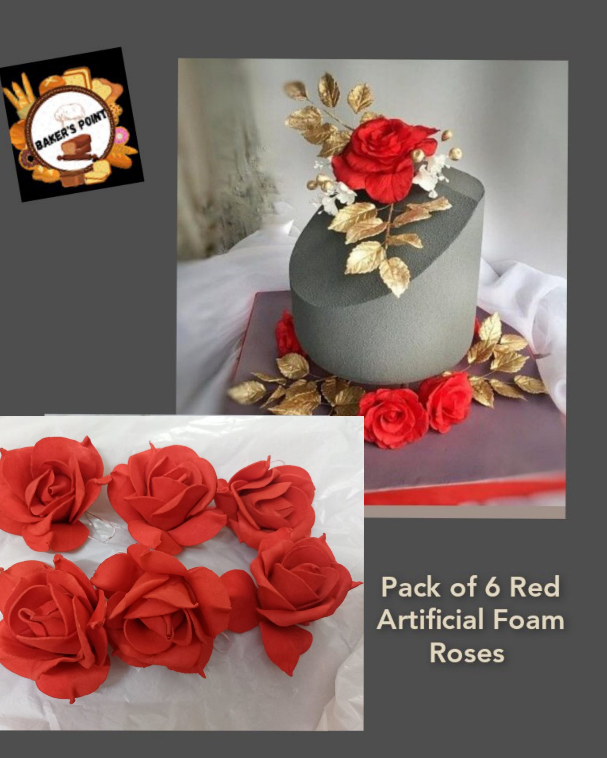 Pack Of 6 Red Artificial Foam Roses
