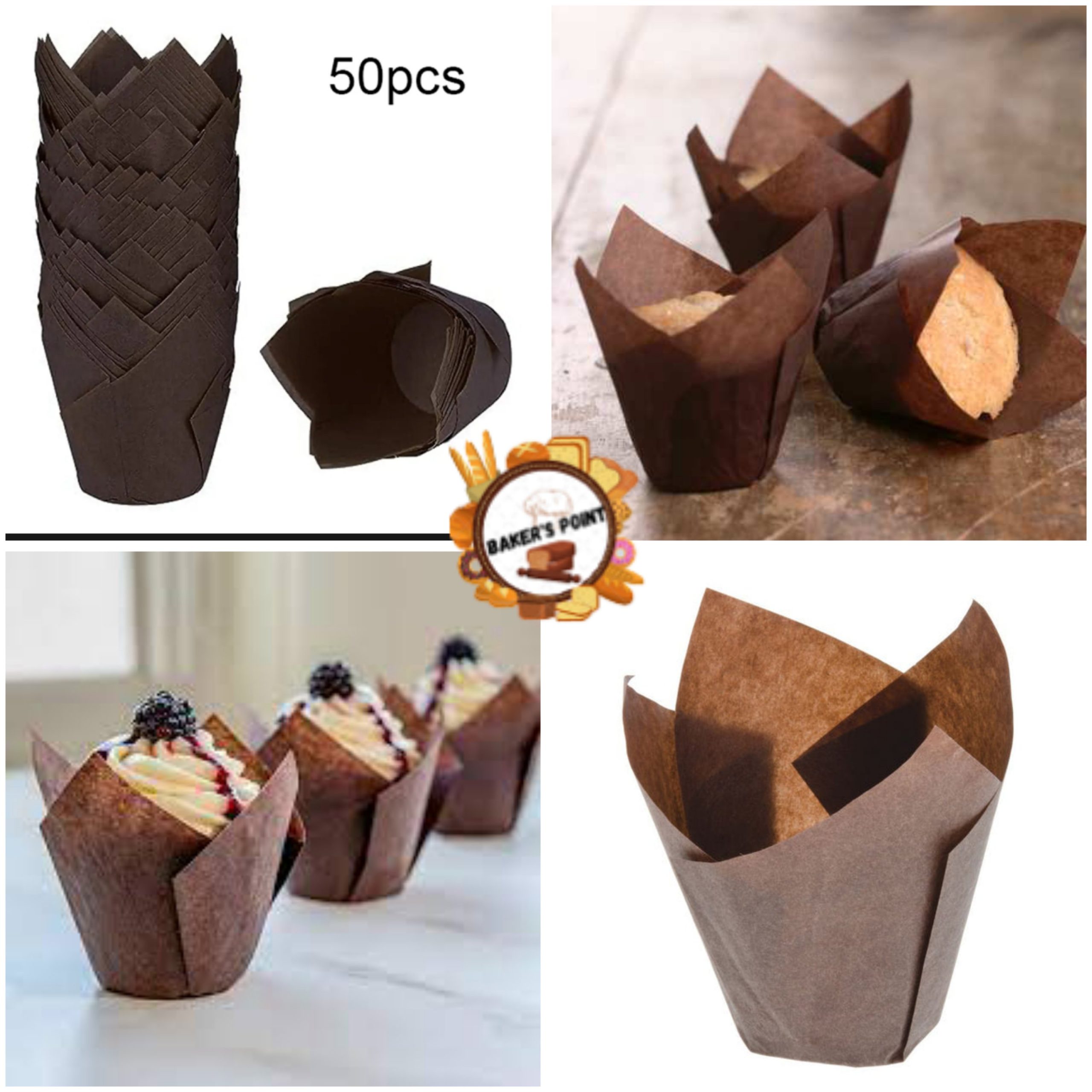 Cupcake Liners Tulip Design – Brown 50 Pc Pack