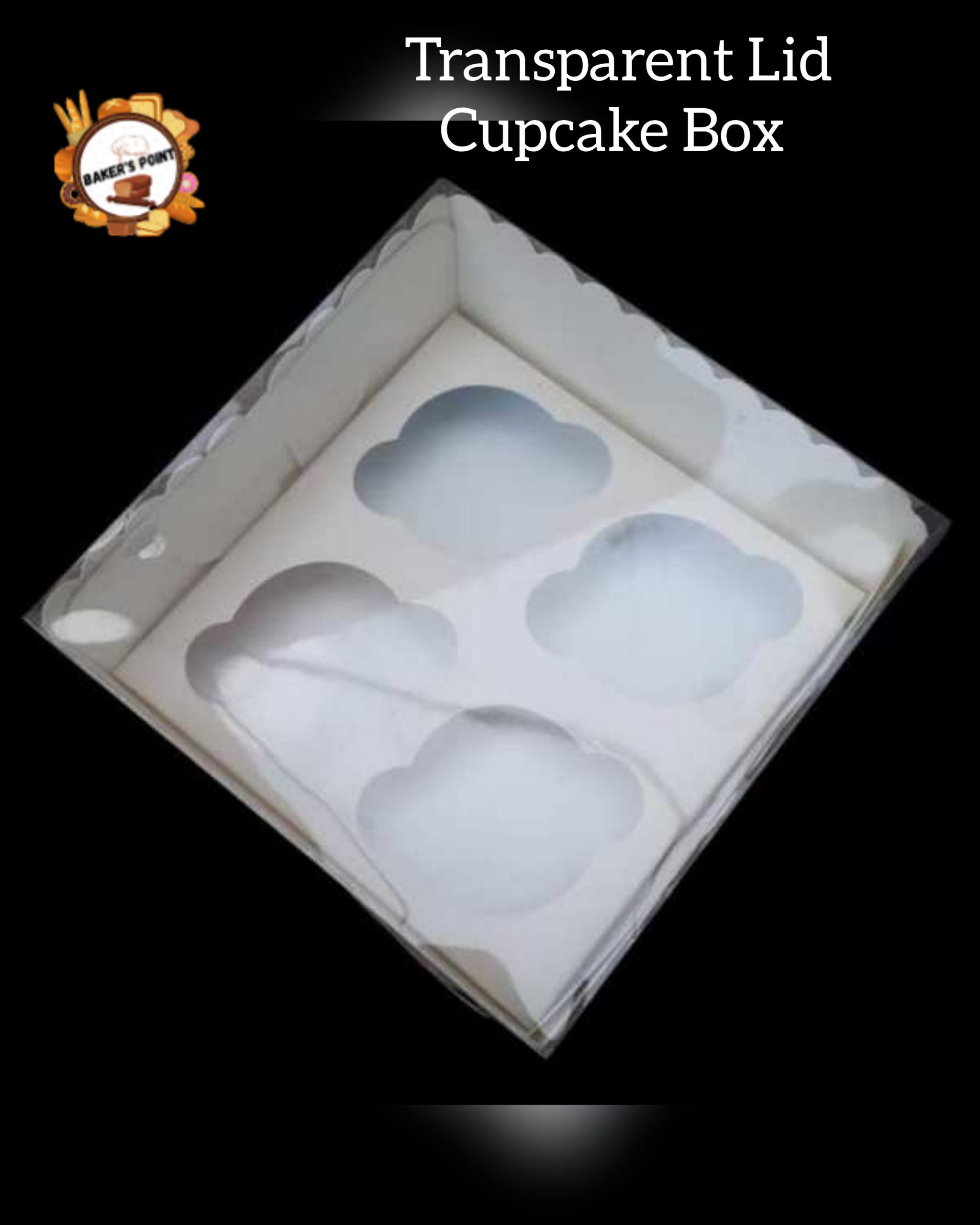Transparent Lid Cupcake Box – 4 Cavity (Pack of 10)