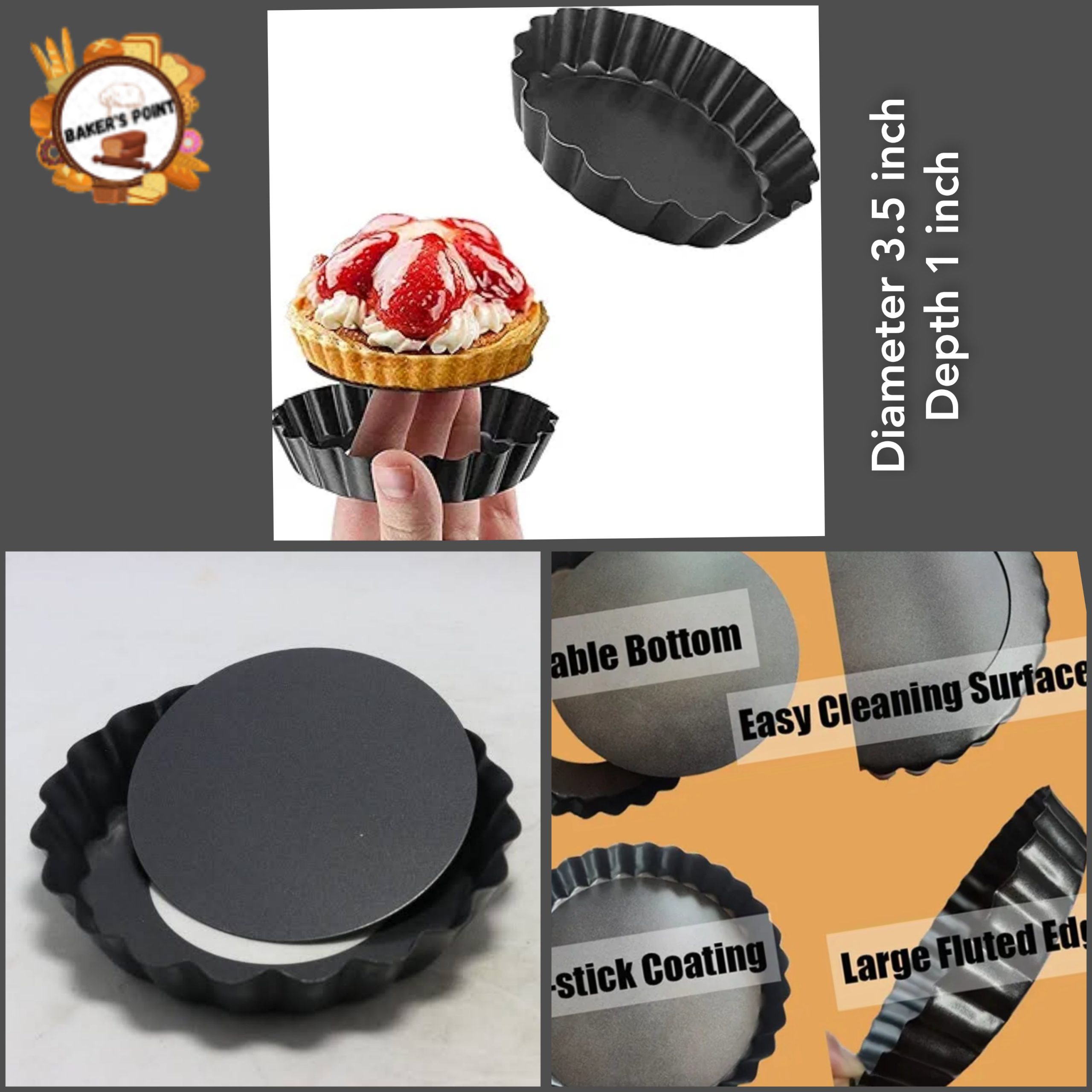 Tart Pan Loose Bottom Non stick – Set of 4