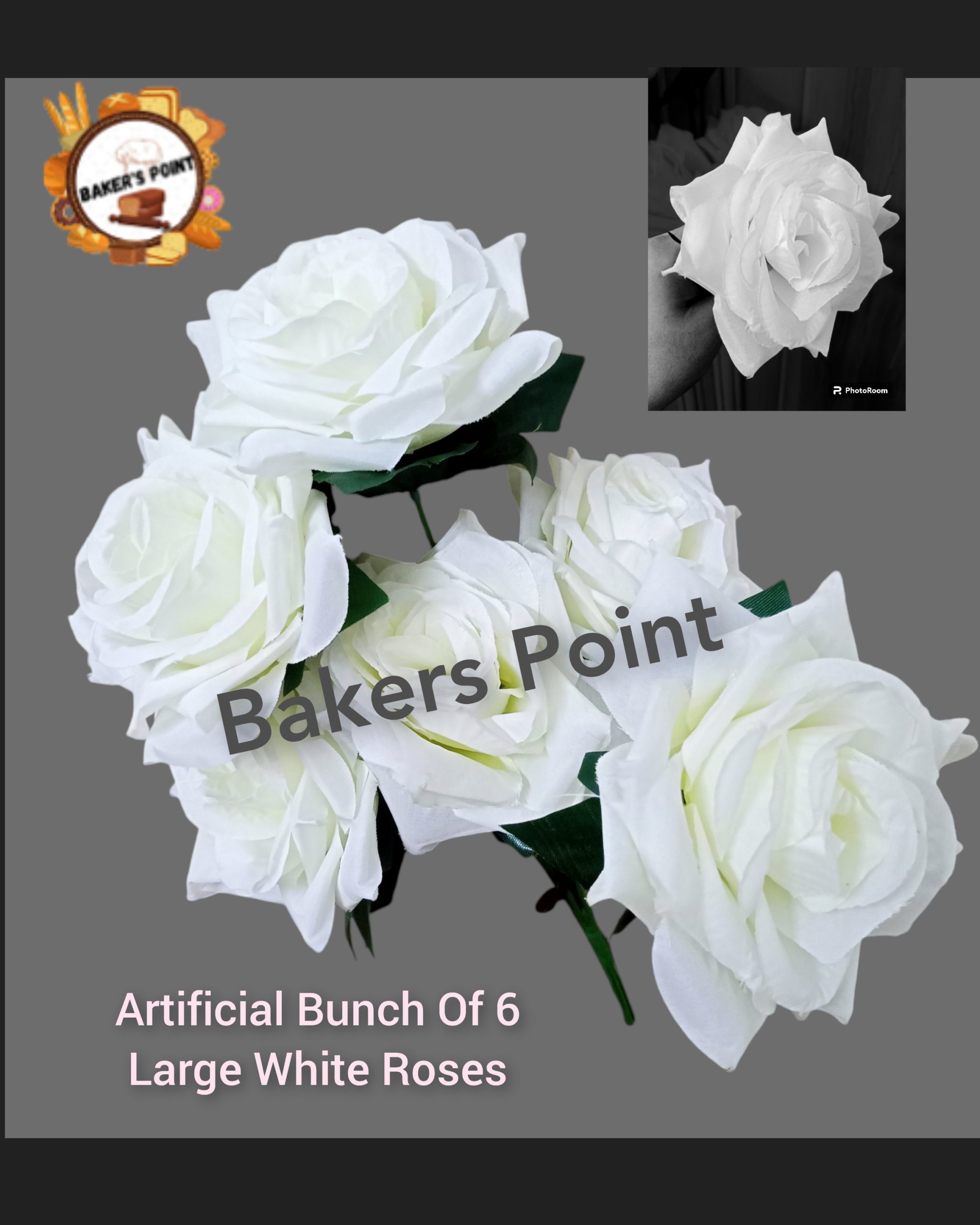 Artificial White Large Roses Bunch