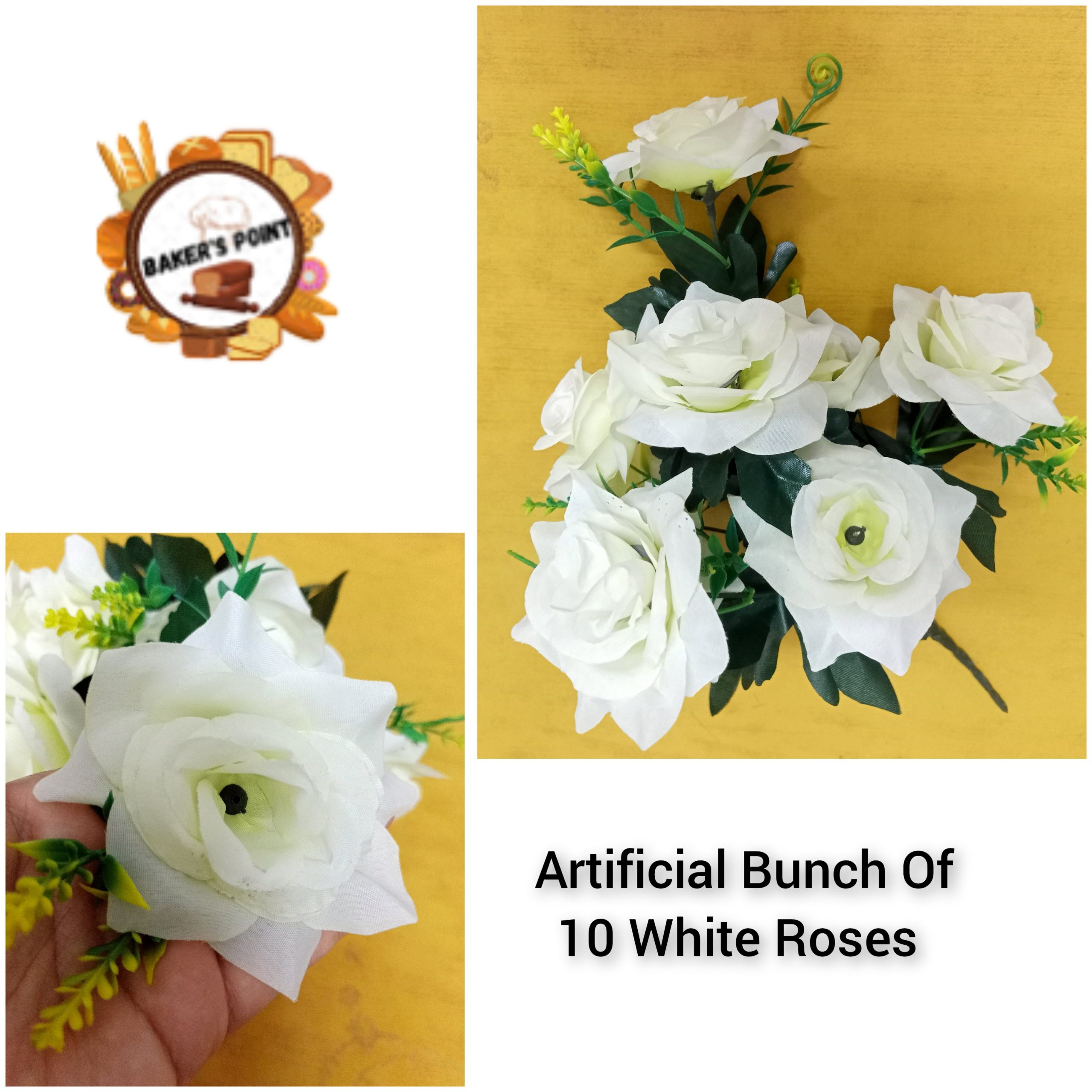 Artificial White Rose Bunch