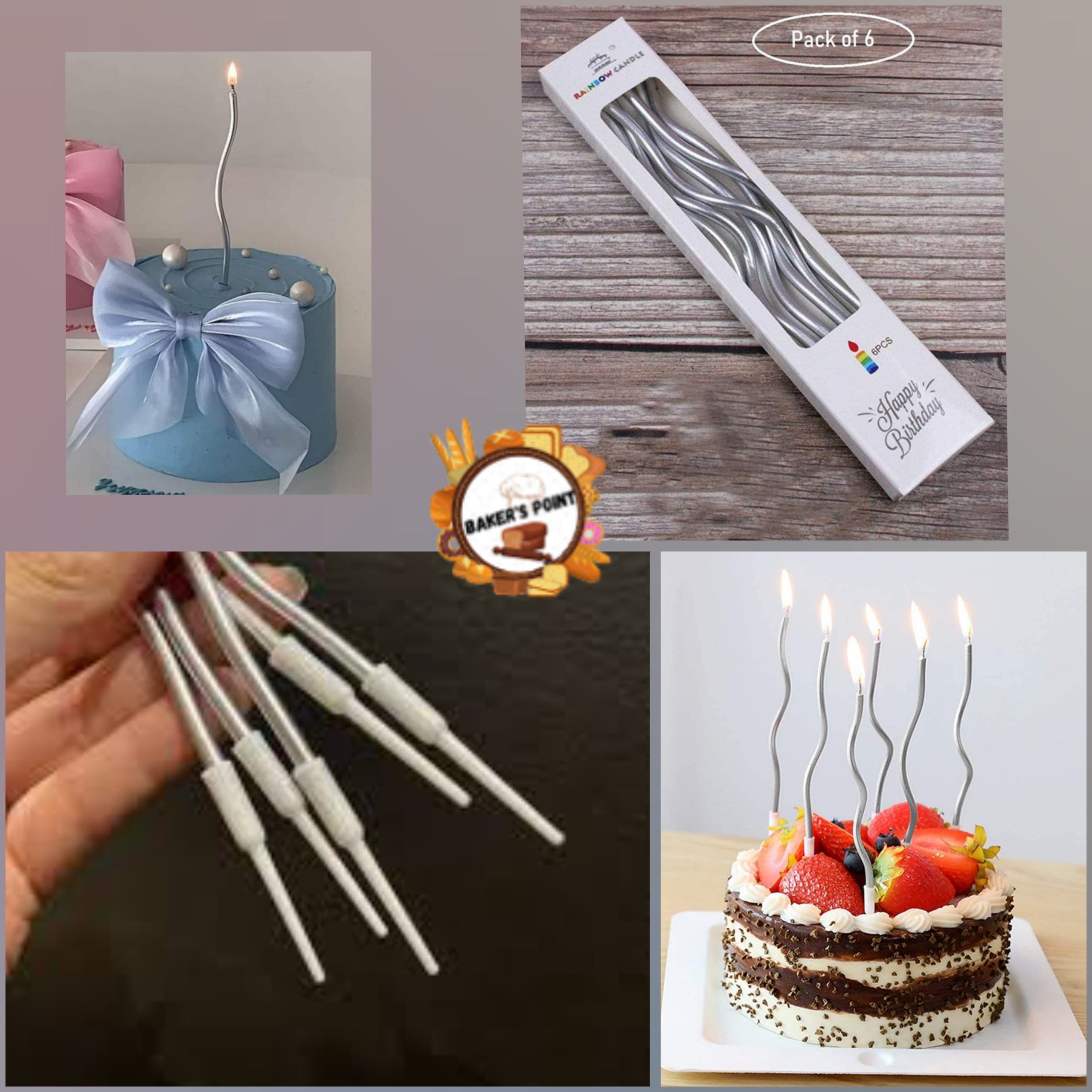 Spiral Candles Silver 6Pc Pack