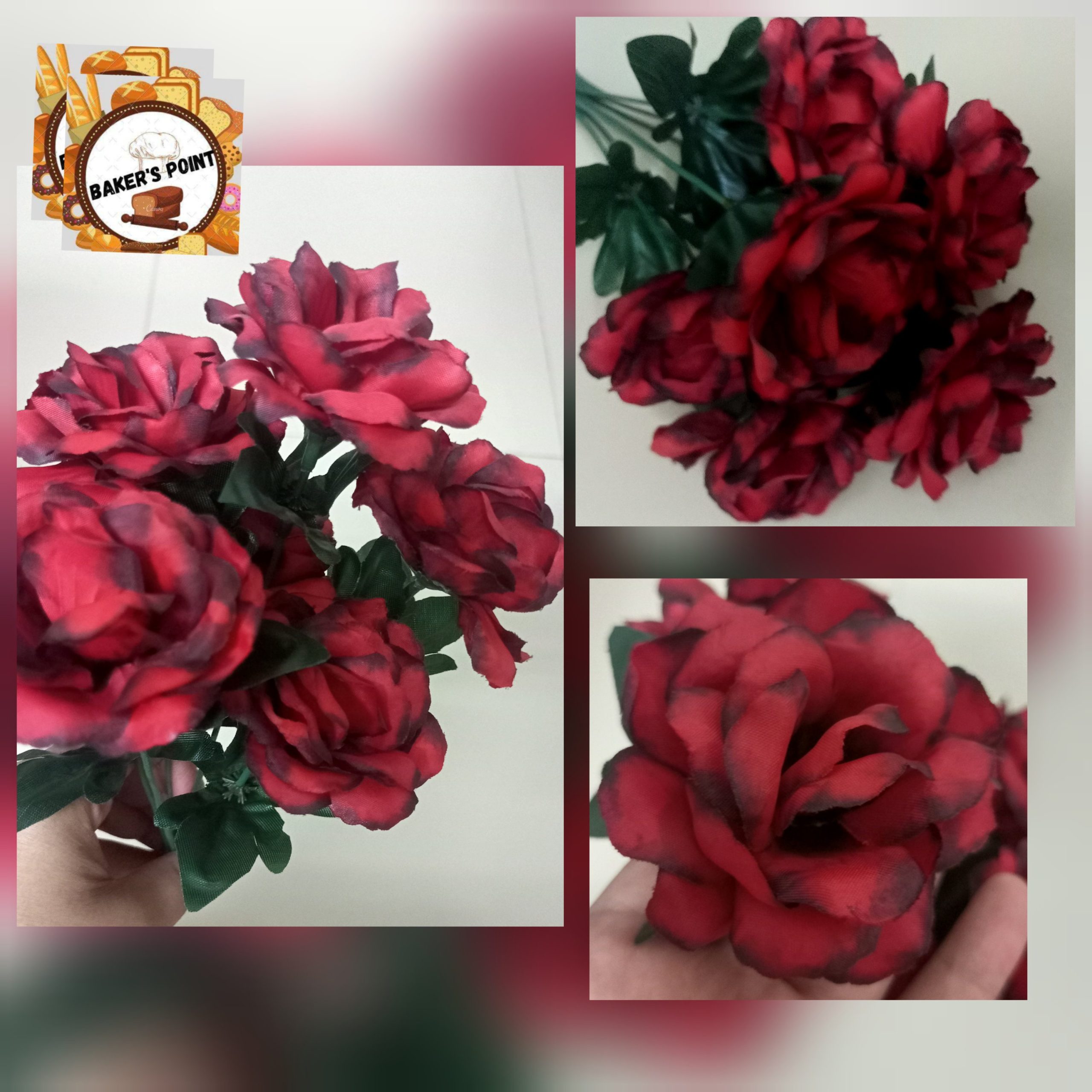 Artificial Bunch Of Small Dark Red Rose