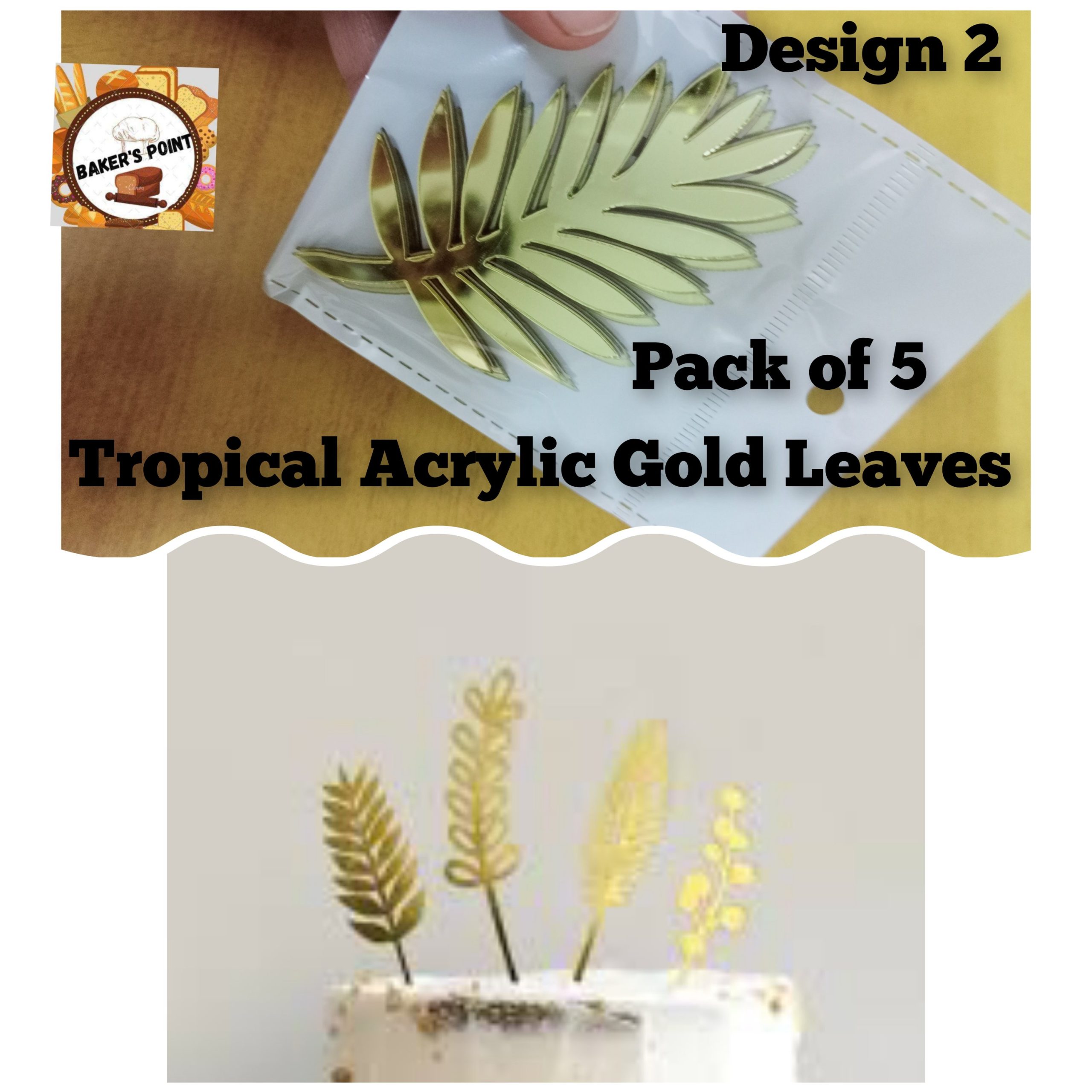 Tropical Acrylic Gold Leaves 5Pc Pack