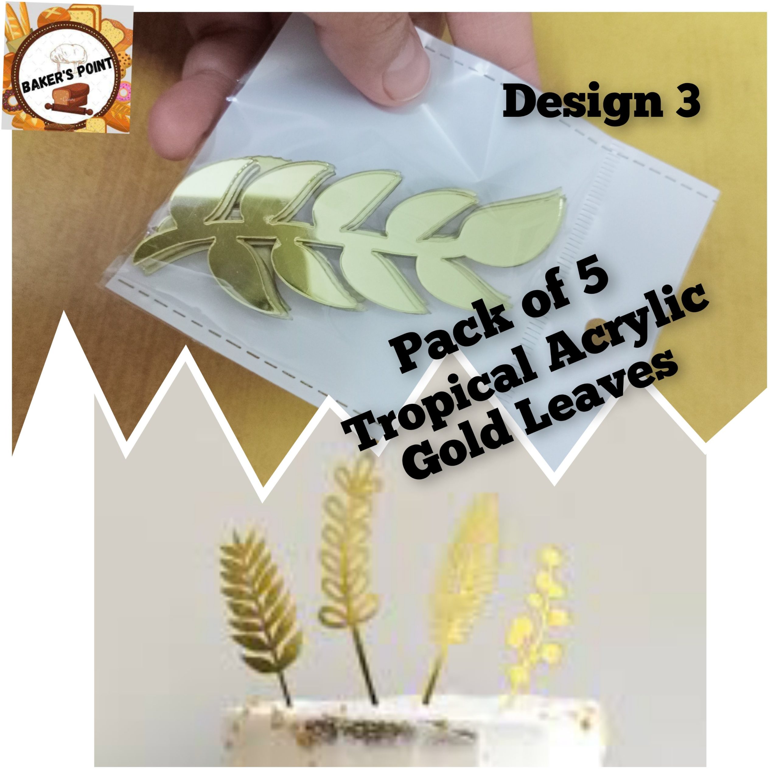 Tropical Acrylic Gold Leaves 5Pc Pack
