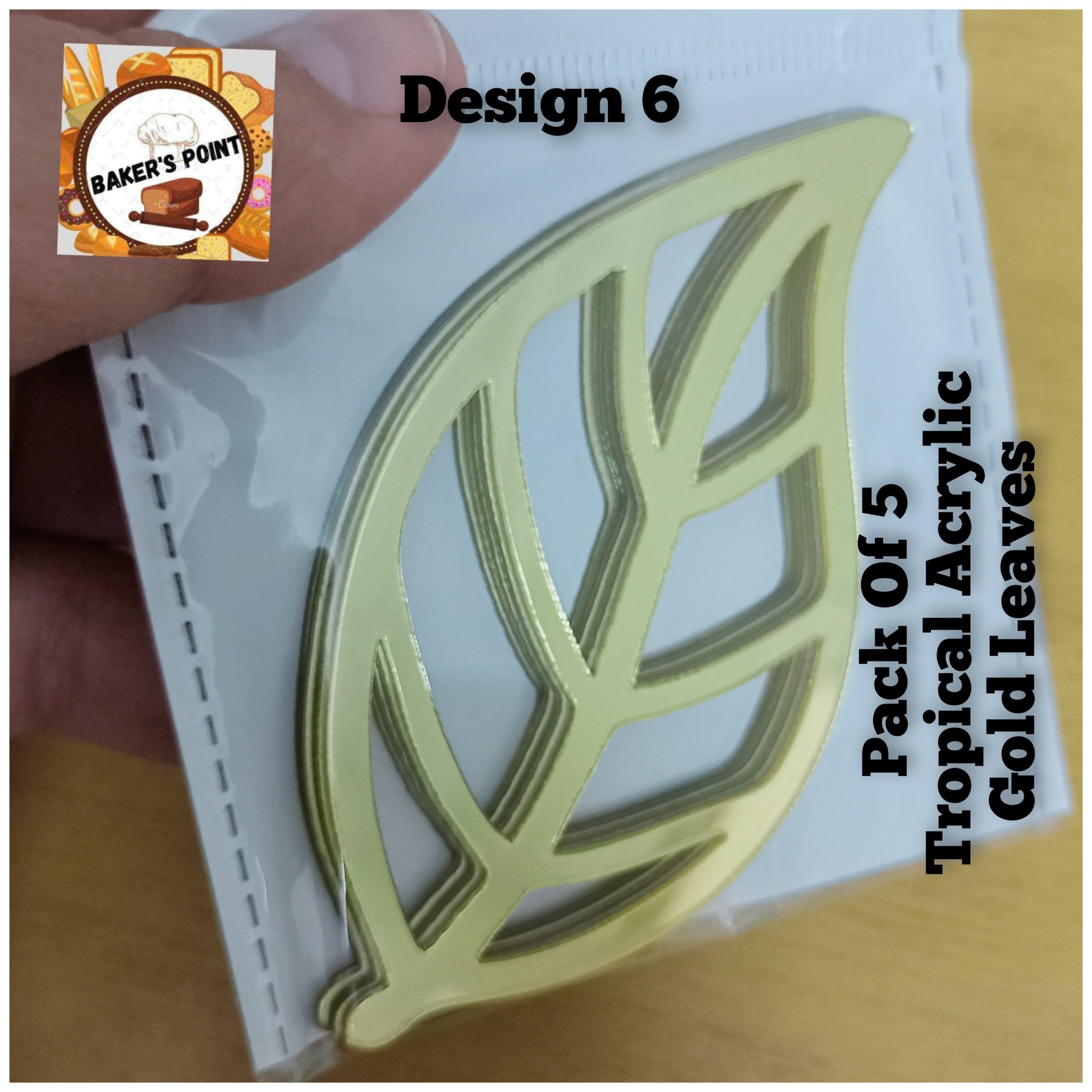 Tropical Acrylic Gold Leaves 5Pc Pack