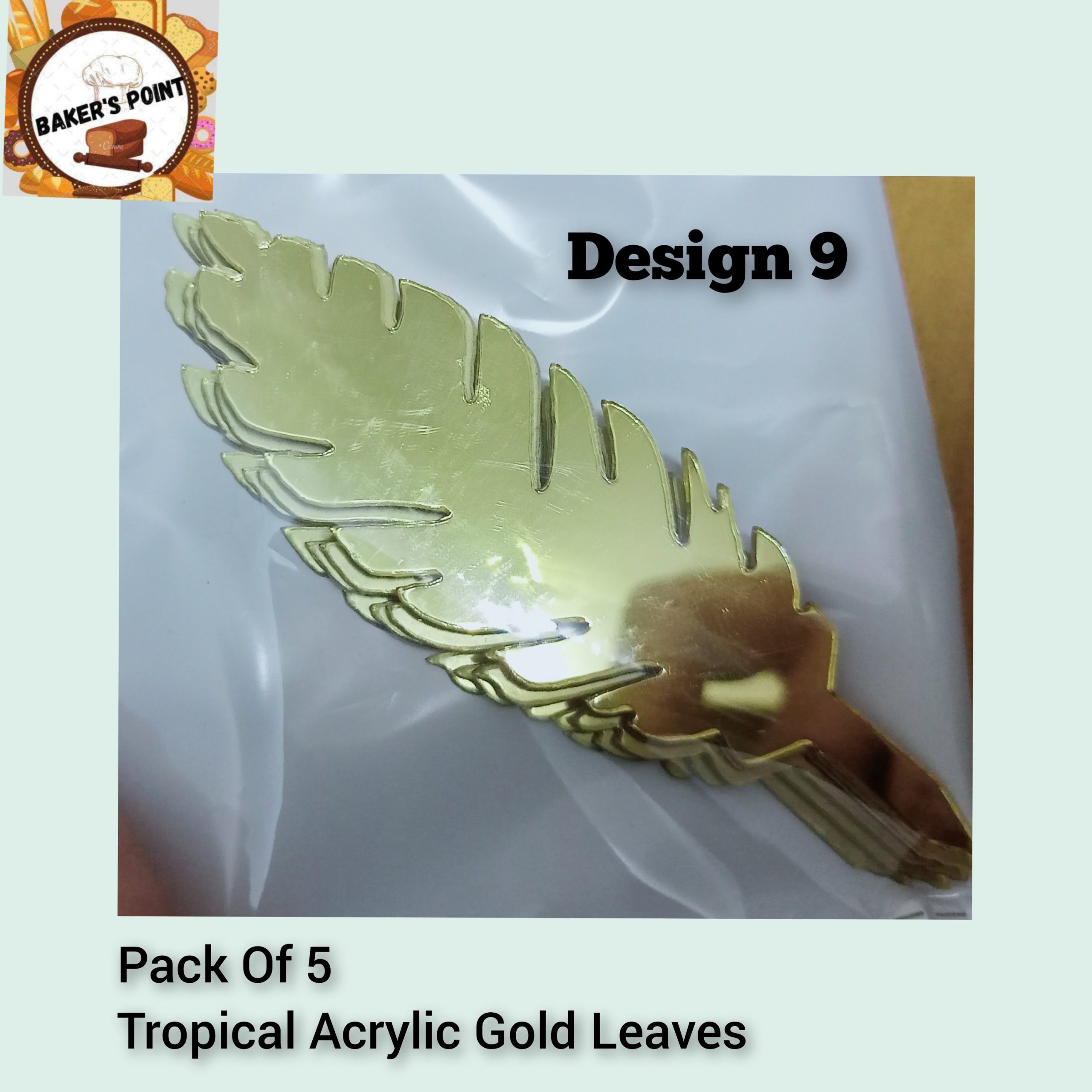 Tropical Acrylic Gold Leaves 5Pc Pack