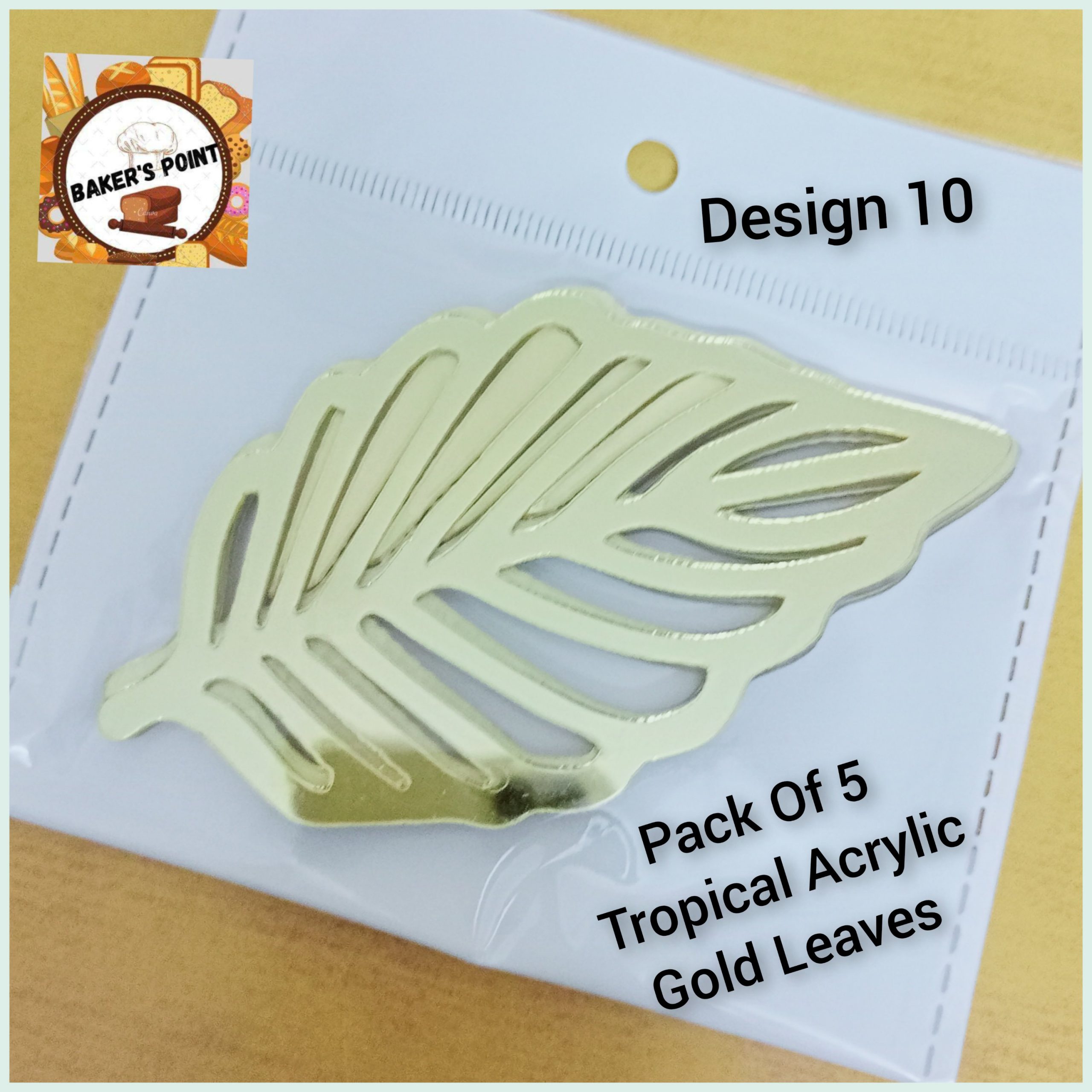 Tropical Acrylic Gold Leaves 5Pc Pack