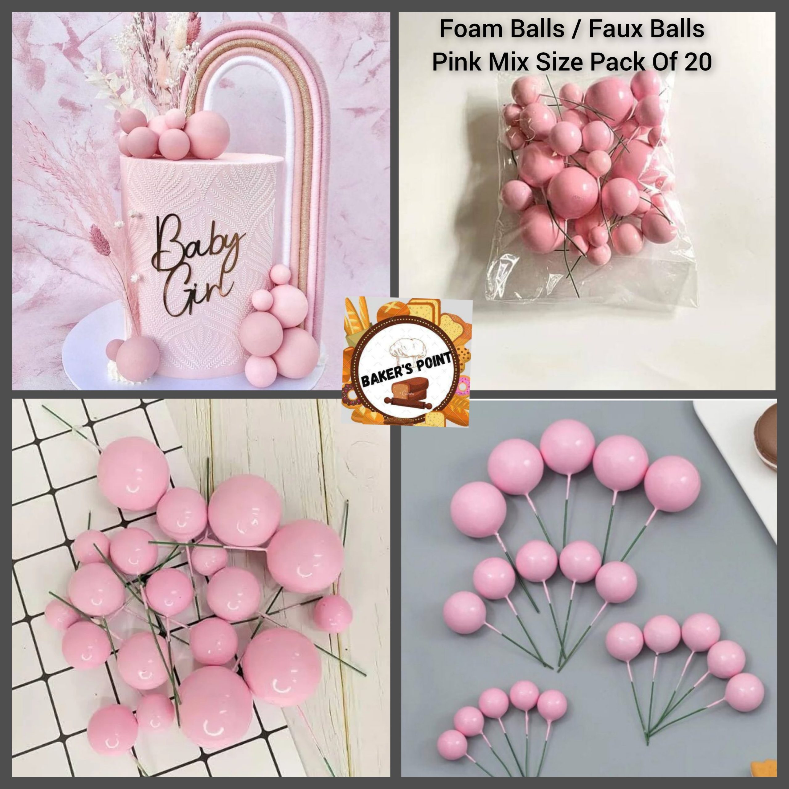 Faux Balls Pink Mix Size Pack Of 20