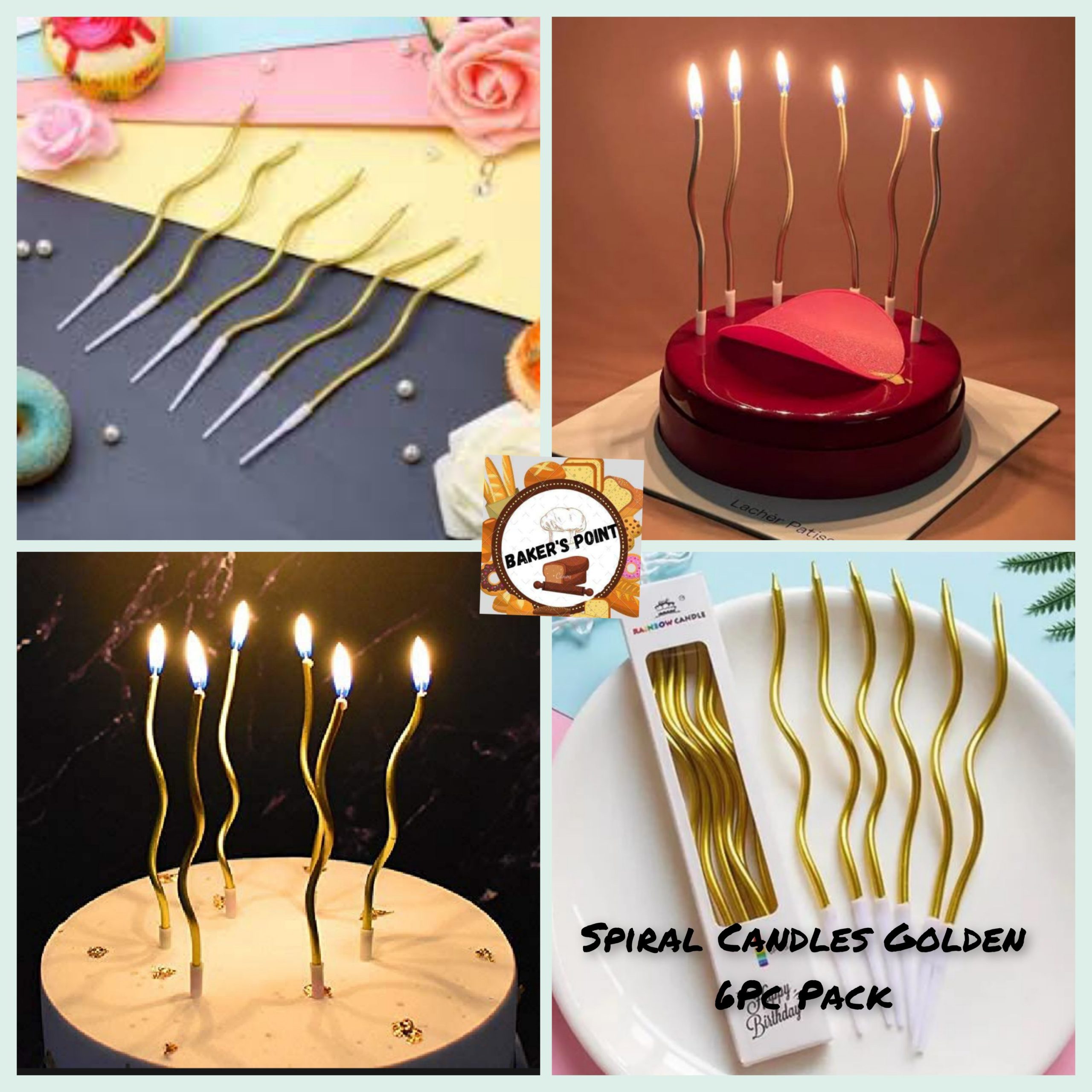 Spiral Candles Golden 6Pc Pack