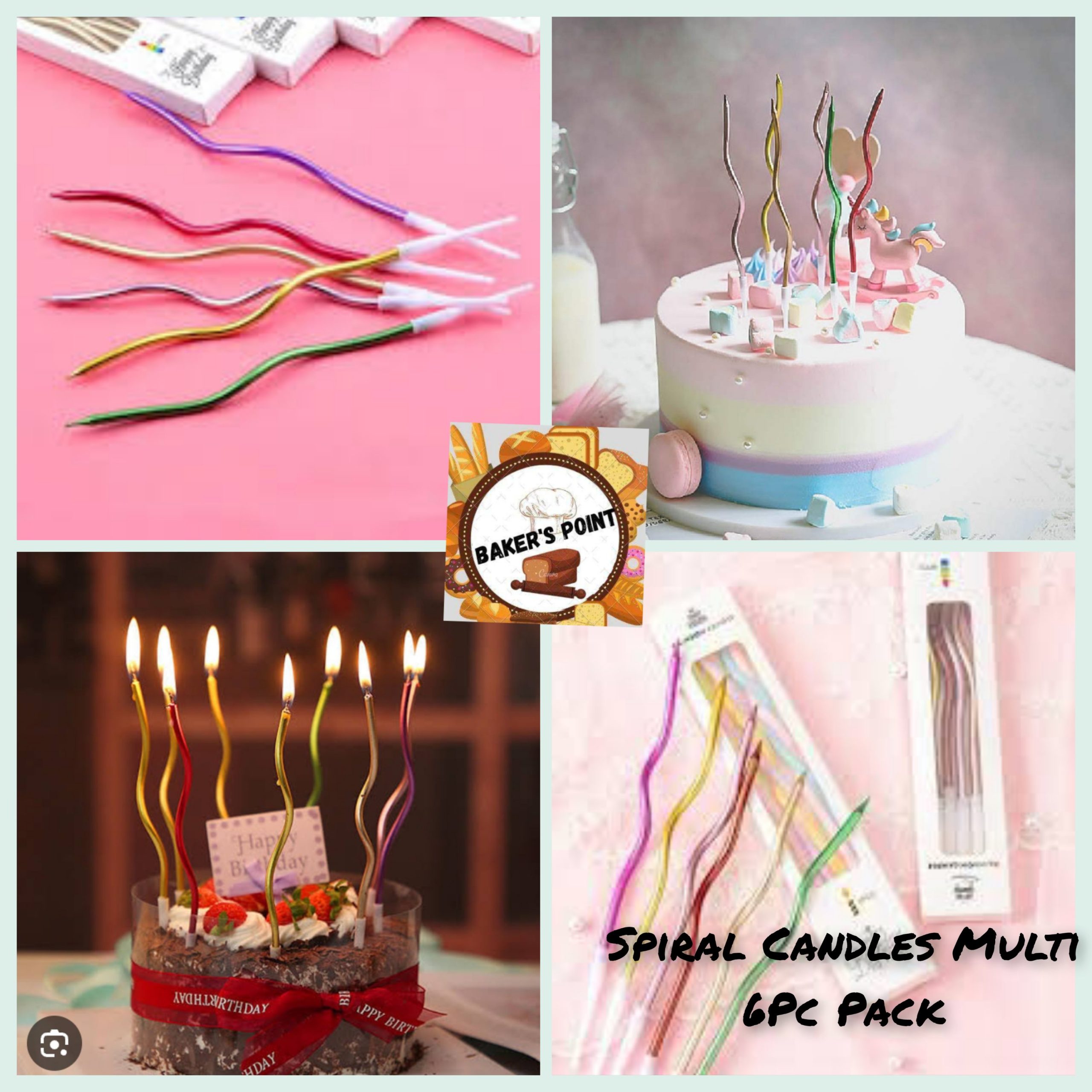 Spiral Candles Multi 6Pc Pack