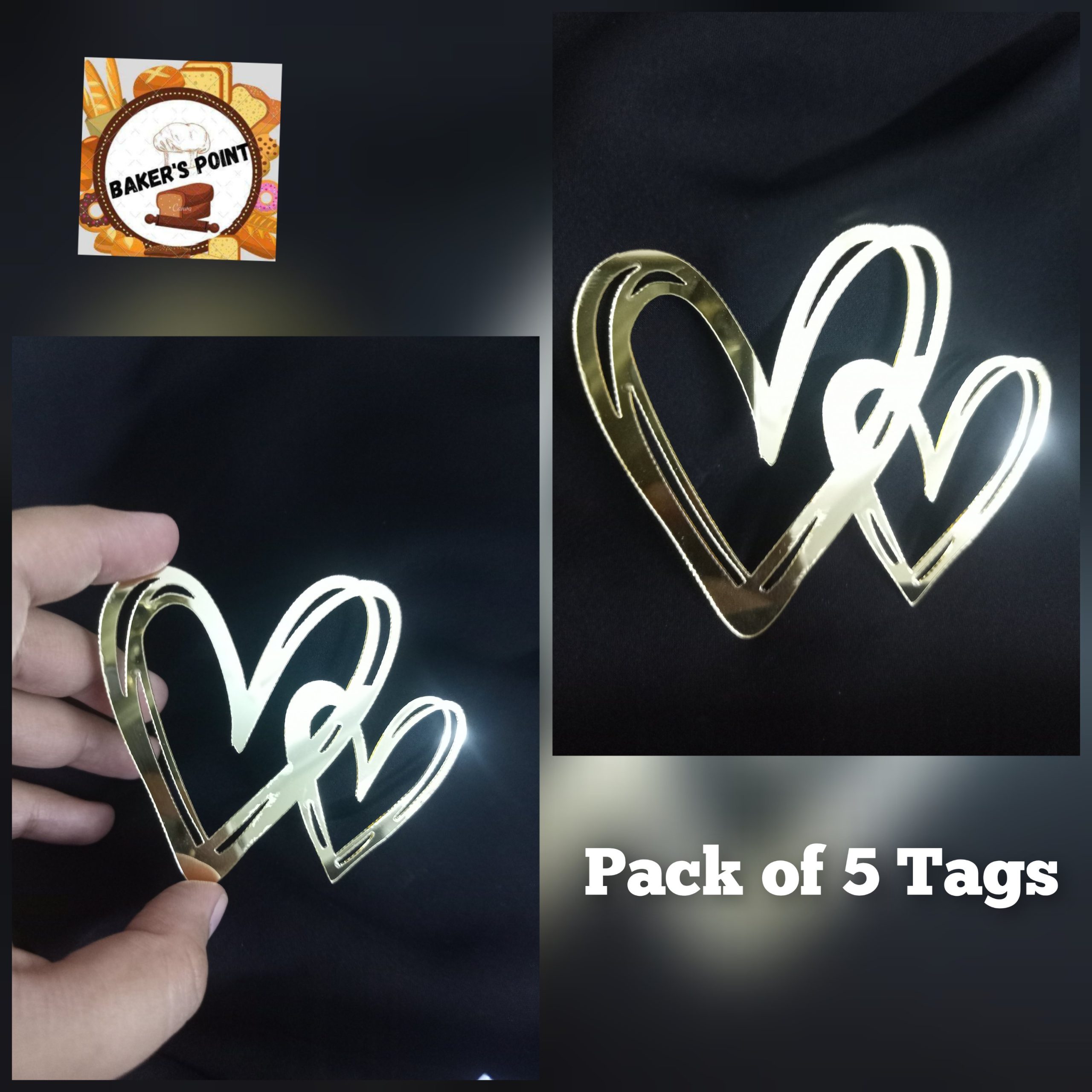 Acrylic Double Heart Tags – Pack of 5