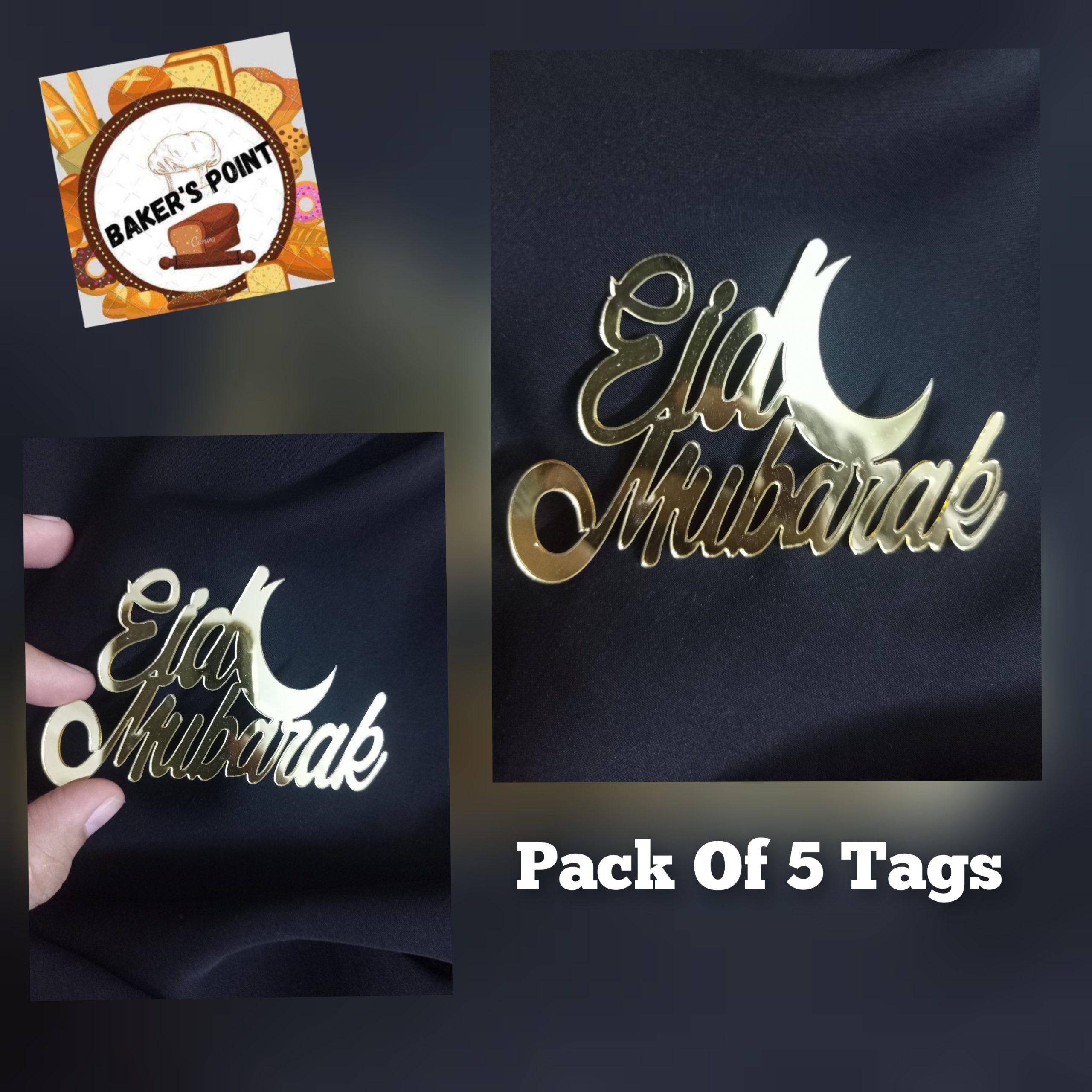 Eid Mubarak Acrylic Tags – Pack of 5