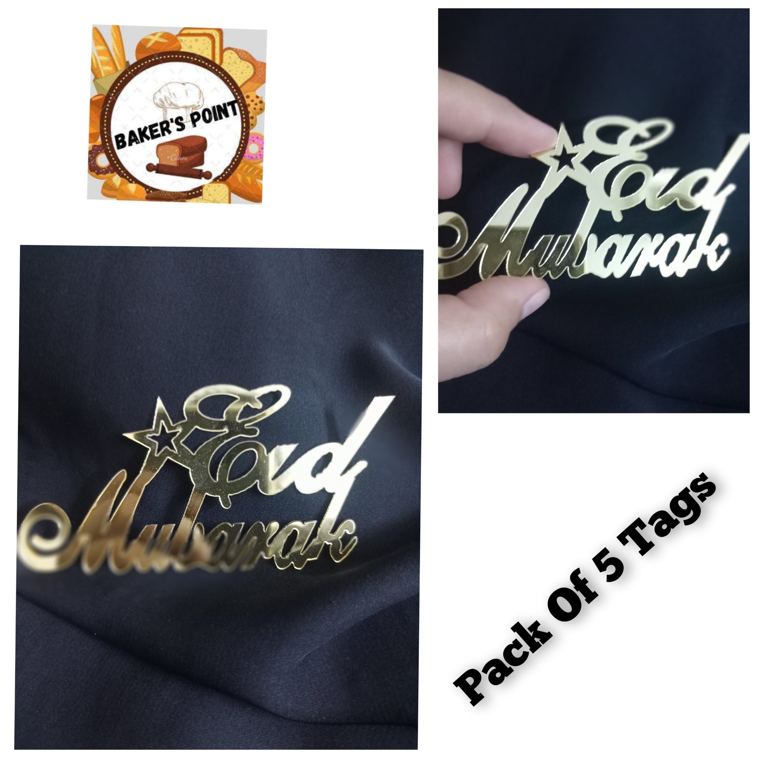 Eid Mubarak Acrylic Tags – Pack of 5