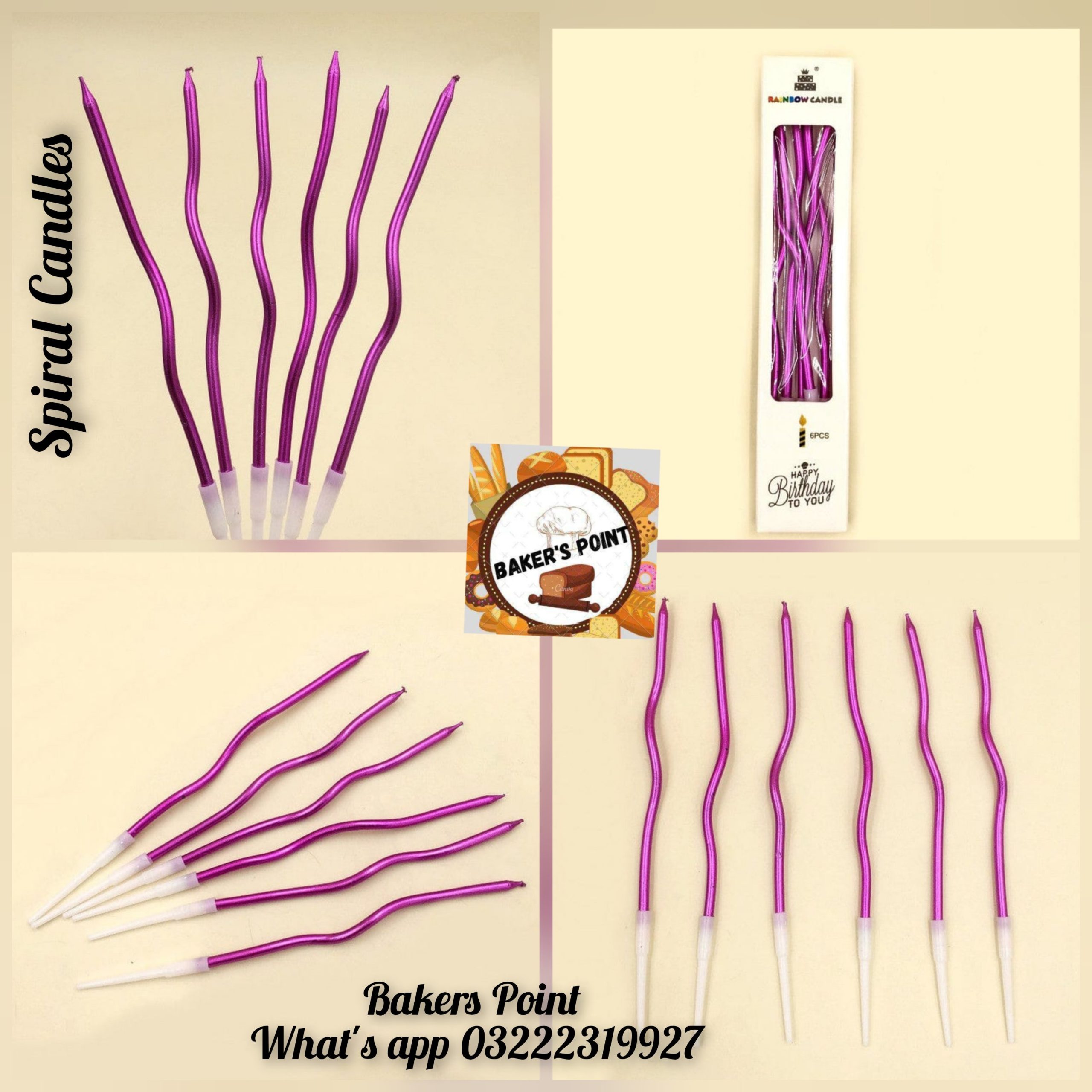 Spiral Candles Hot Pink 6Pc Pack