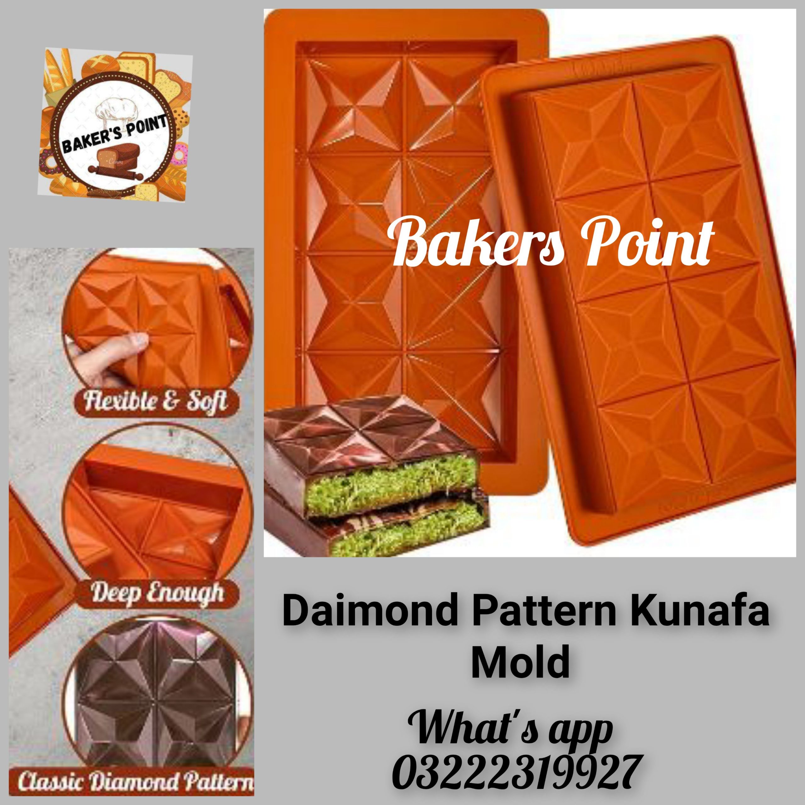 3D Daimond Pattern Kunafa Mold