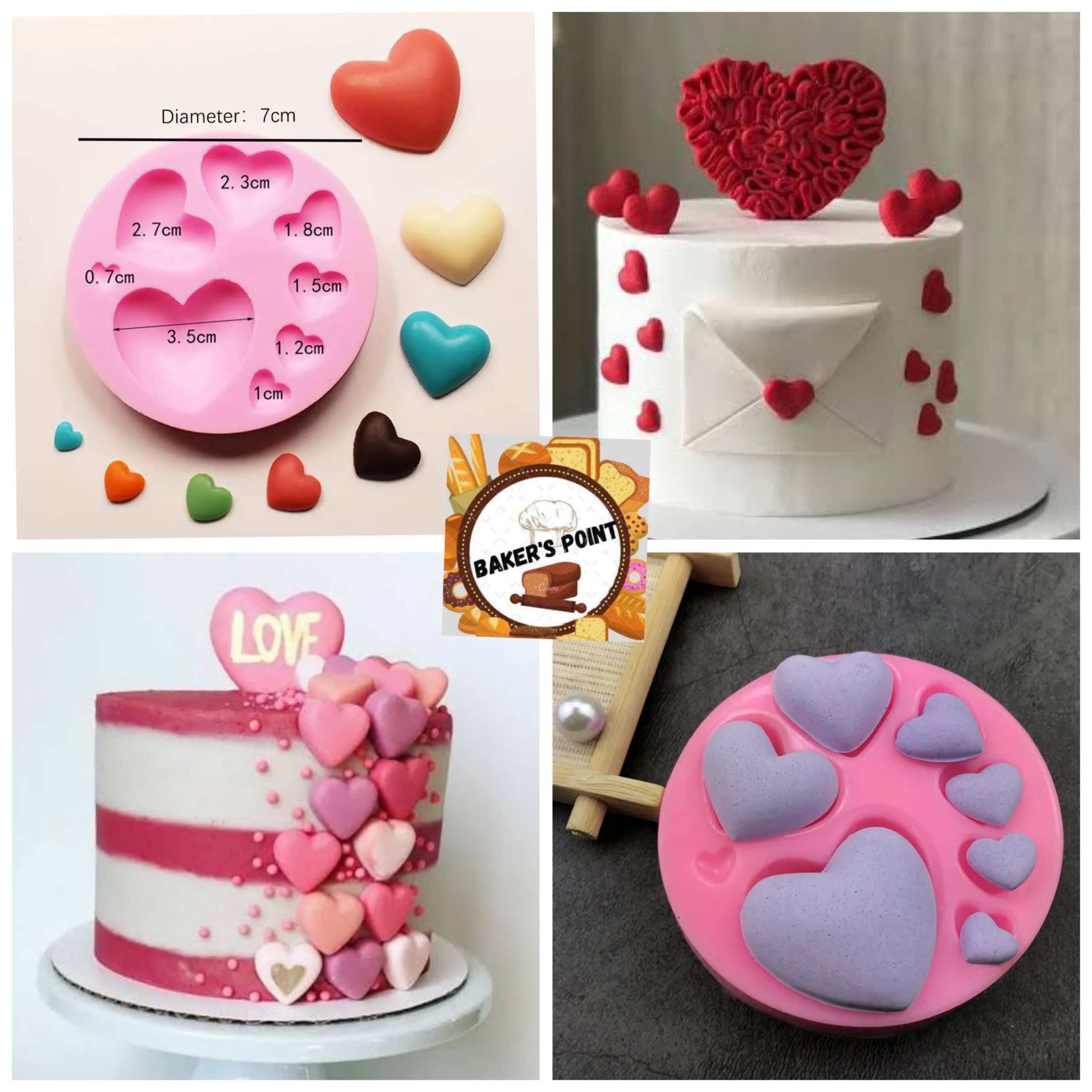 Multi Size Hearts Fondant Mold