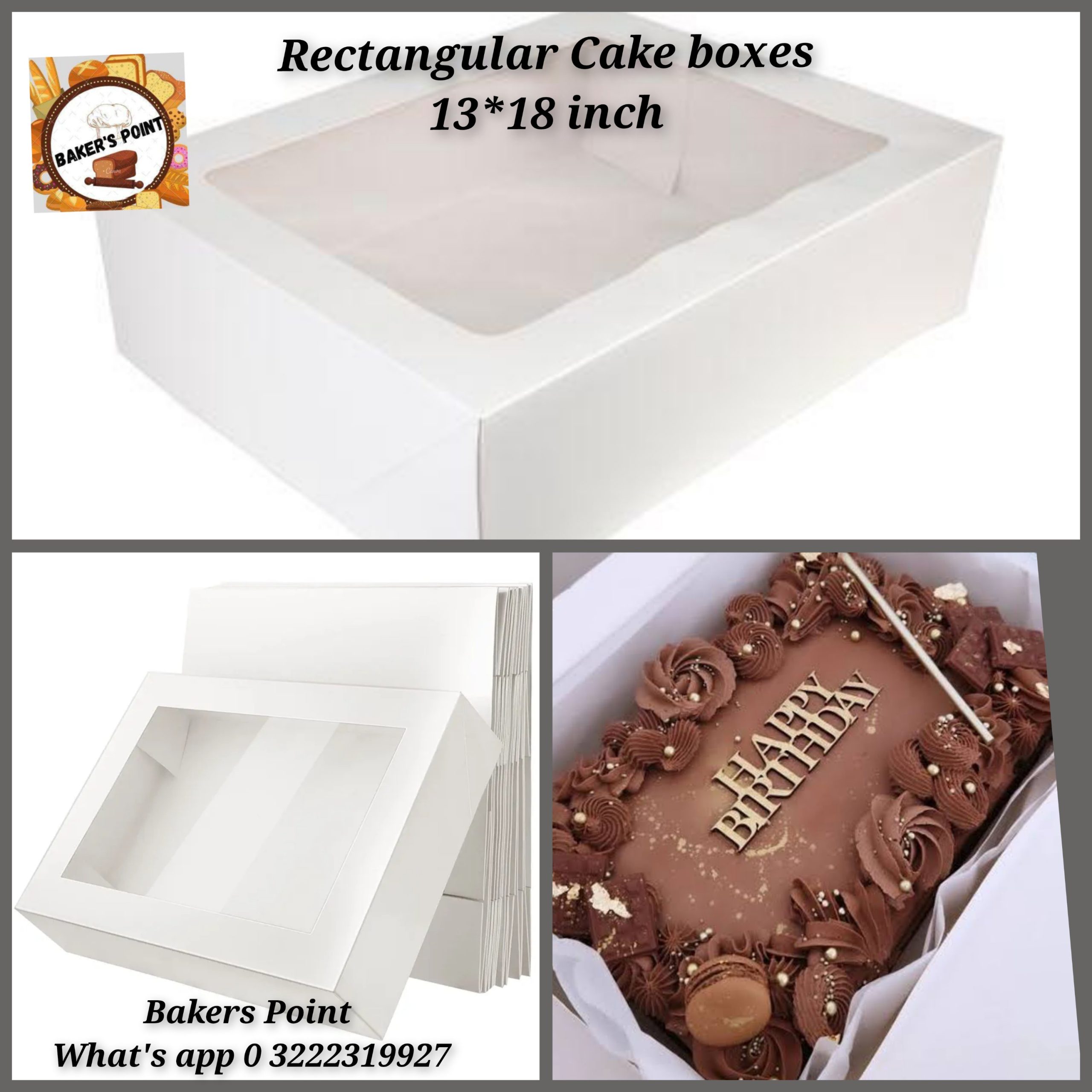 Cake Boxes – Rectangle Shape – Size 13*18 lnch – Pack of 10 – Each box 230/-