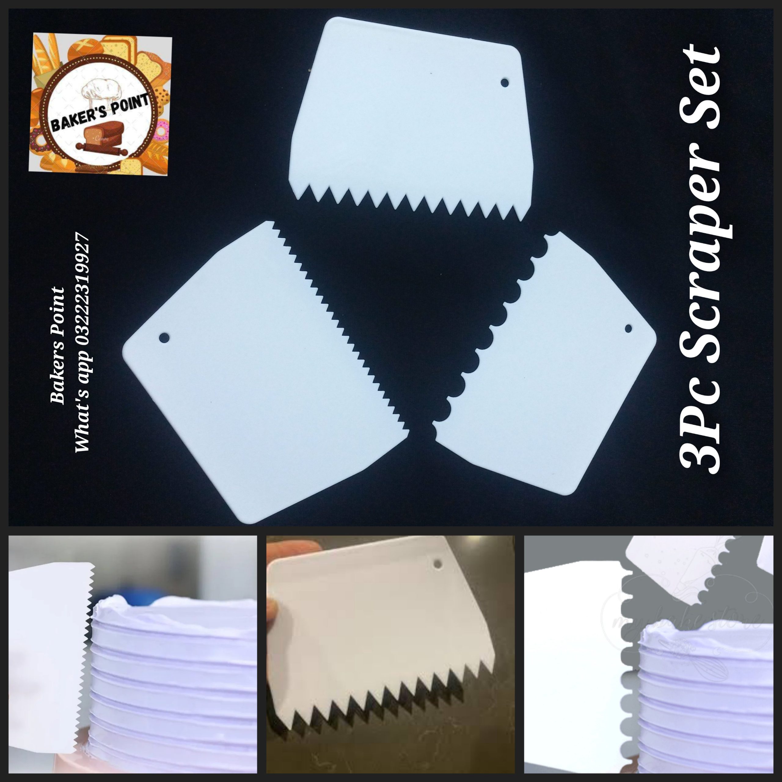 Scraper Set Cake Combs – 3 pc Set