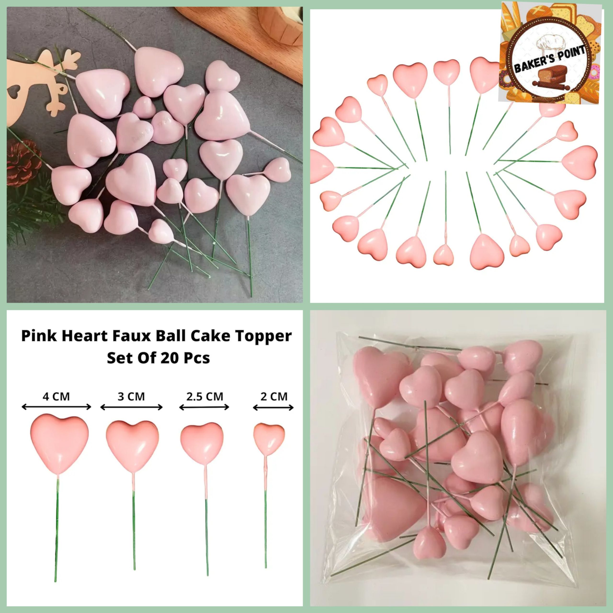 3D Herat Shape Cake Toppers – Pack of 20
