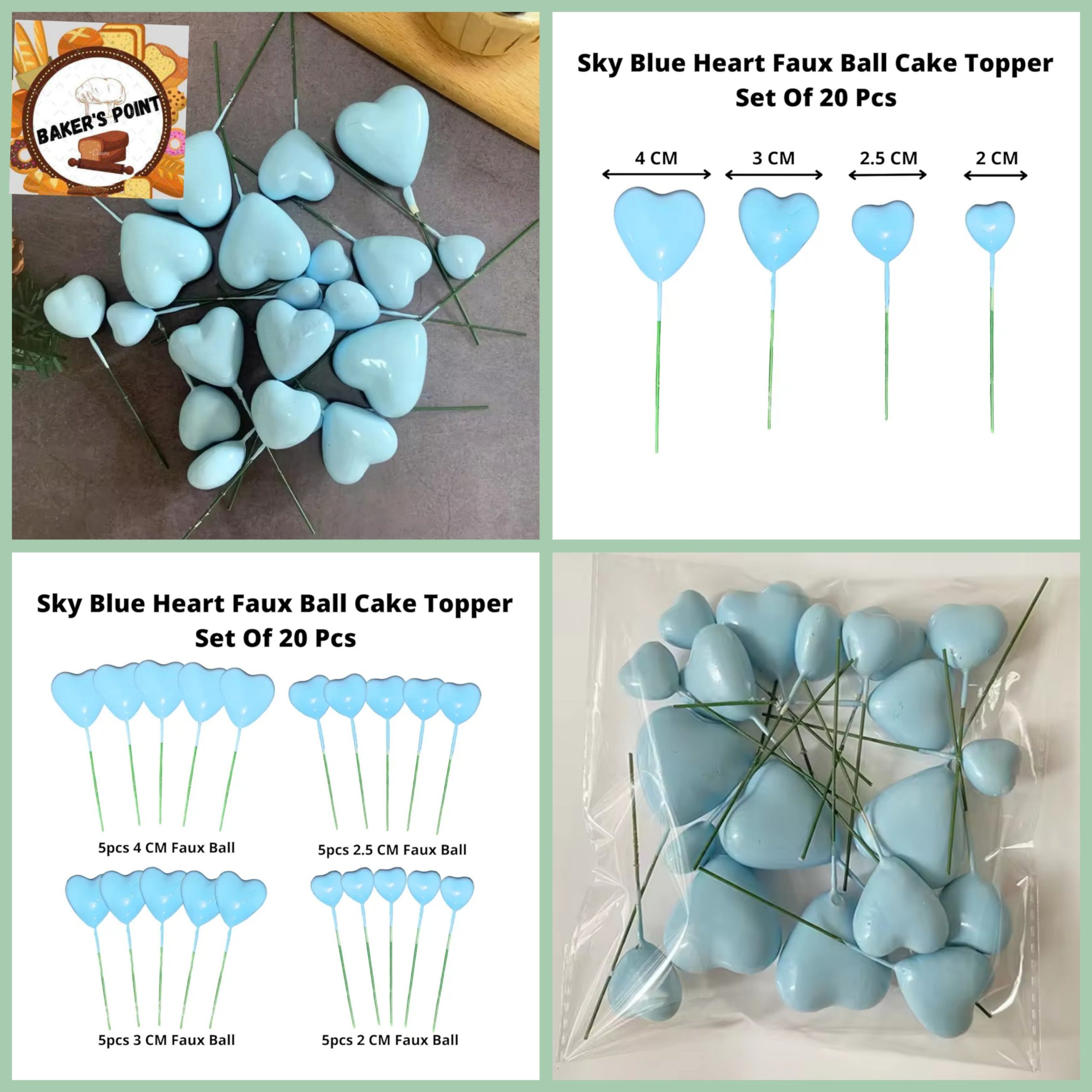 3D Herat Shape Cake Toppers – Pack of 20